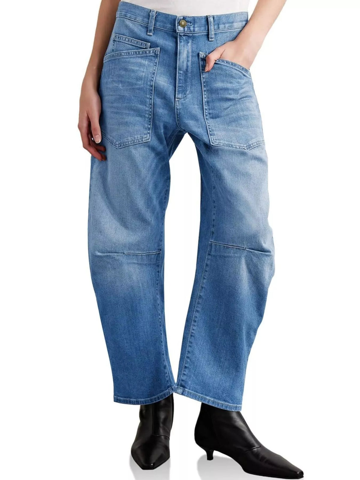 Wide-Leg Jeans with Patch Pockets