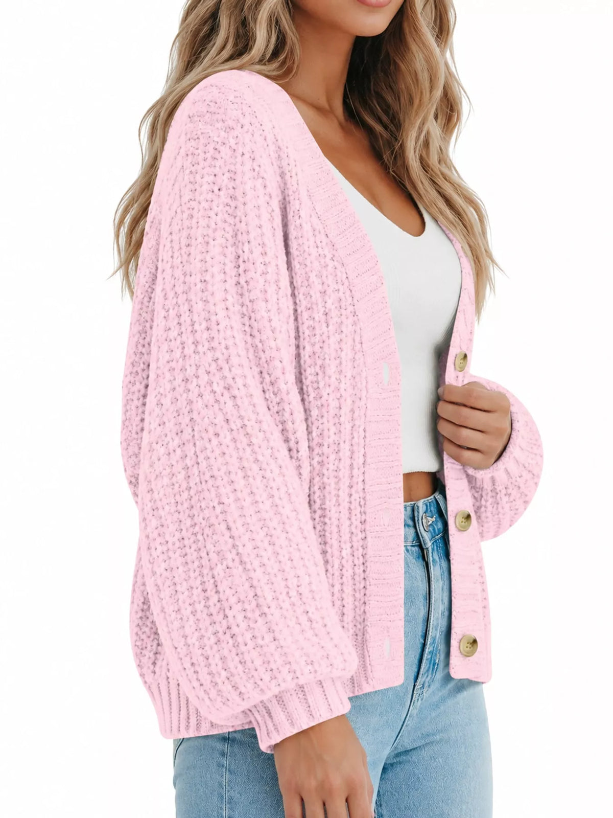 Full Size Chunky Knit Button-Down Cardigan Plus Size