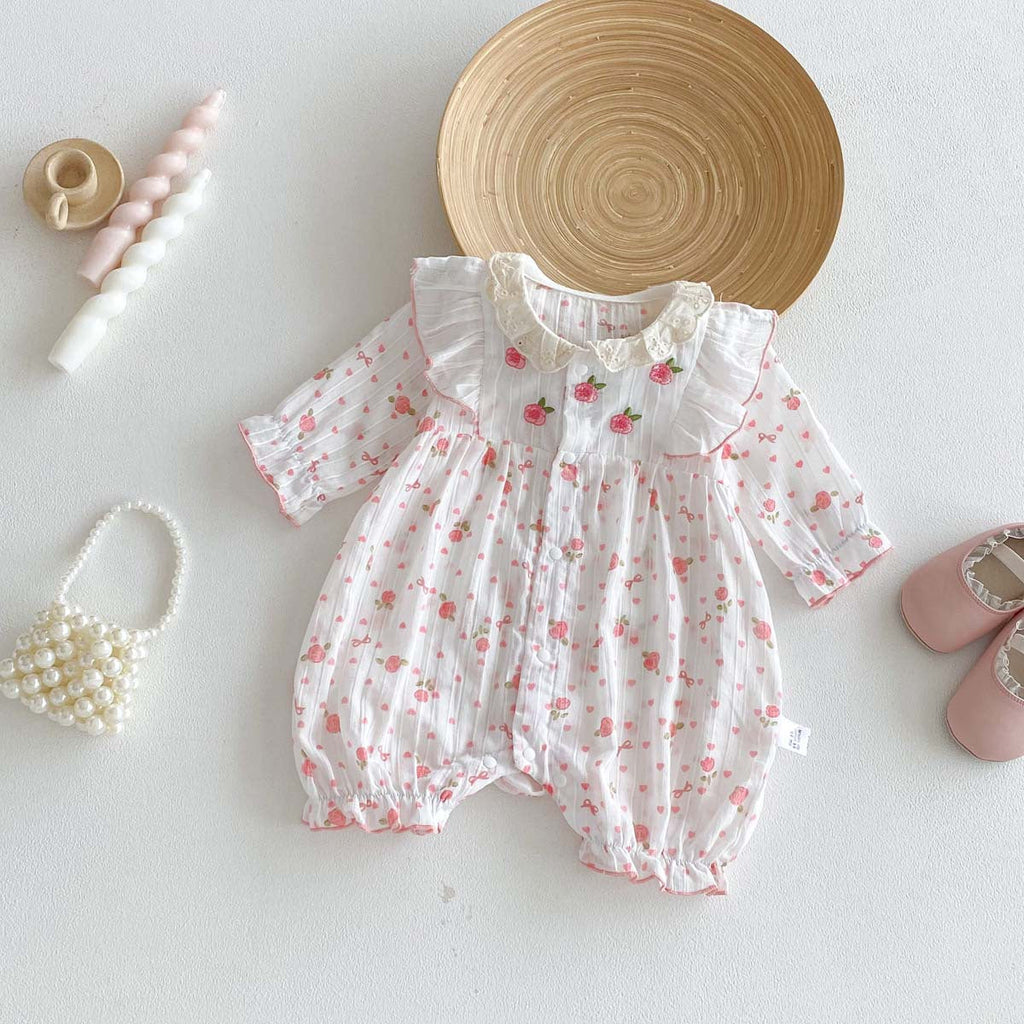 Arrival Sweet Lace-Embroidered Romper For Baby Girls