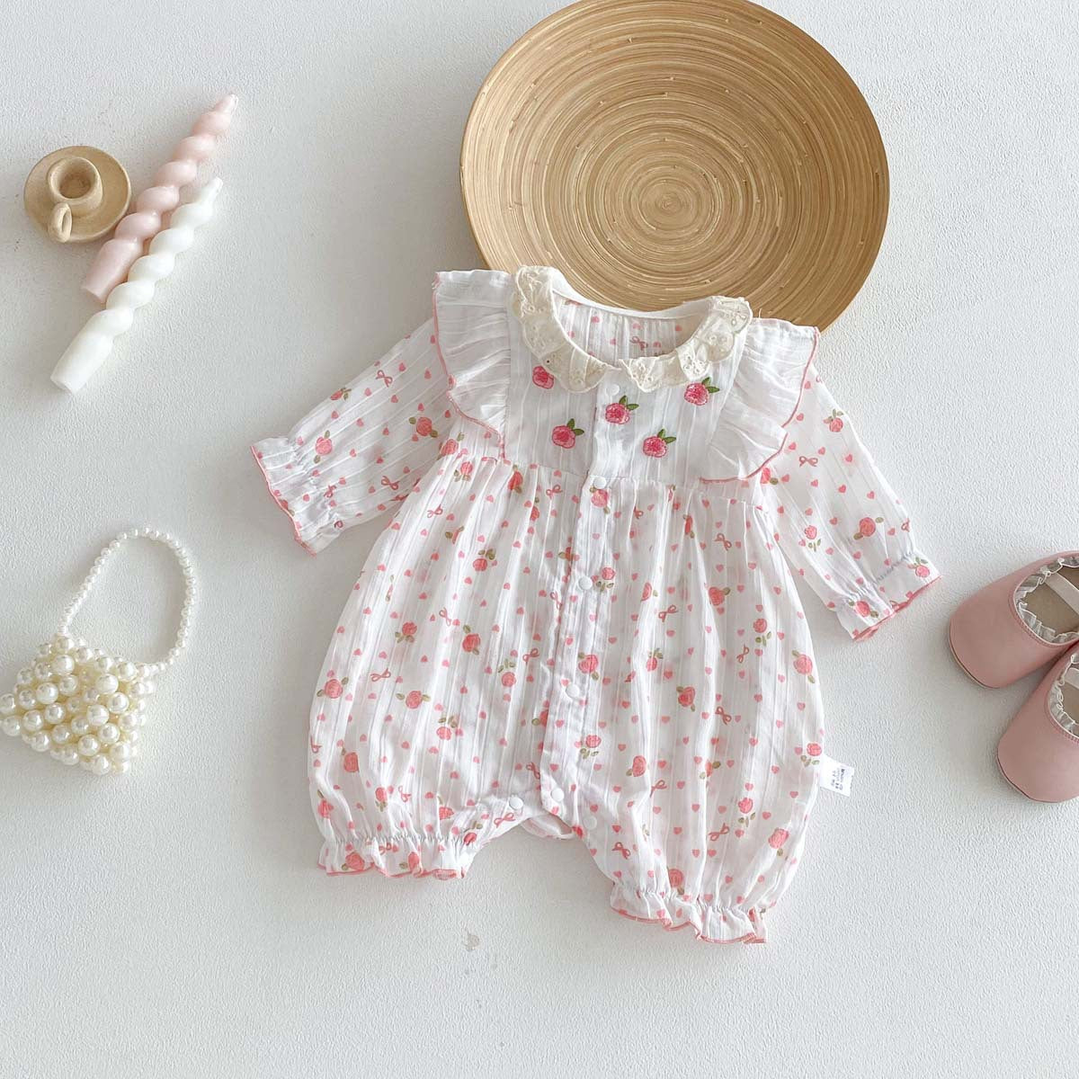Arrival Sweet Lace-Embroidered Romper For Baby Girls