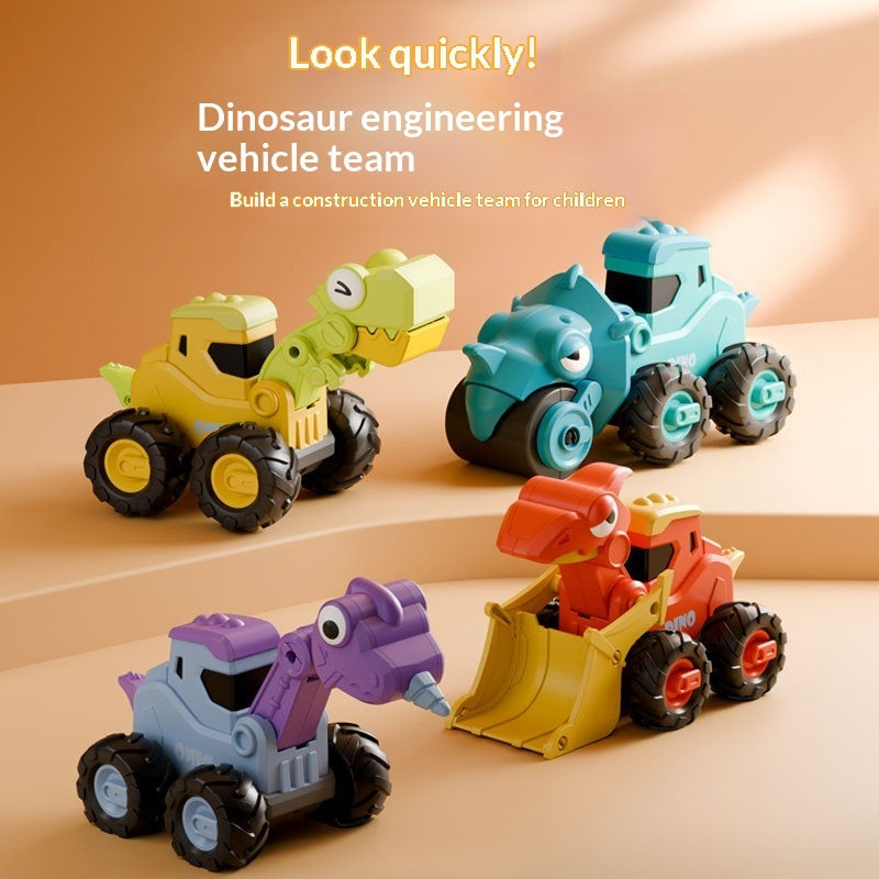 Press-and-play Dinosaur Engineering Vehicle Small Bus Toy Little Car