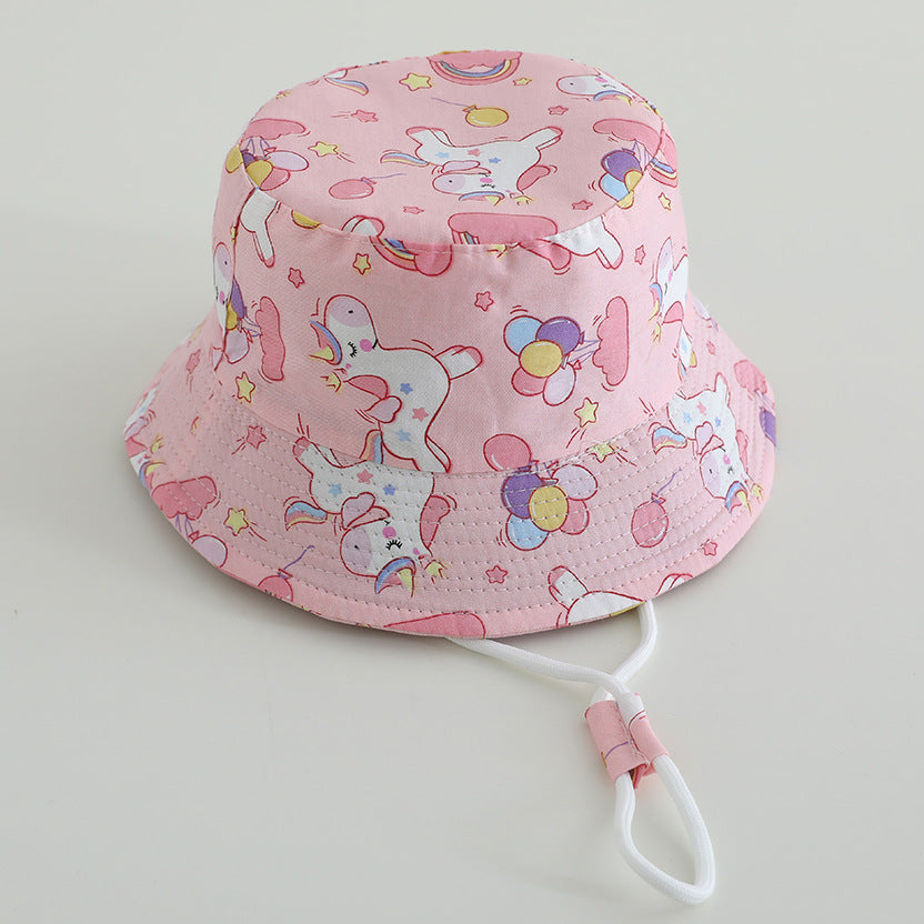 Printed Bucket Hat Cute Car Dinosaur Summer Beach Pure Cotton Fisherman Hat For Babies