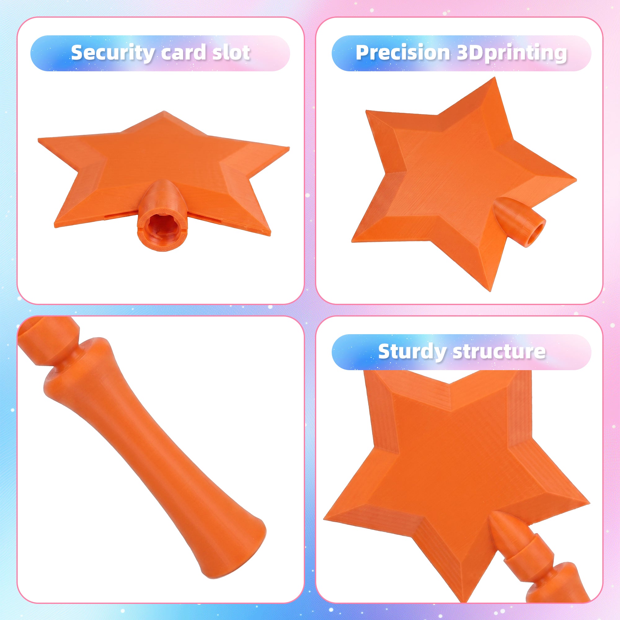 3D Printed Star Wand Contactless Card Holder, Short Magic Wand With Card Slot For Tap Payment, Party Costume Prop And Novelty Gift