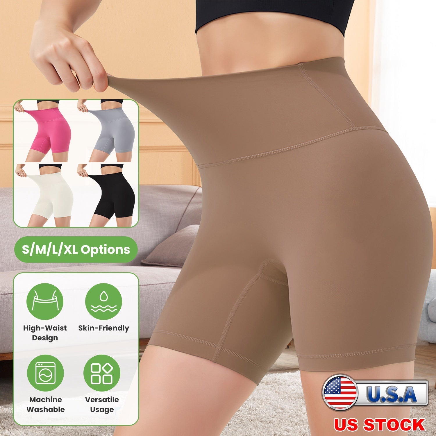 High-Waist Biker Shorts with Tummy Control for Workouts