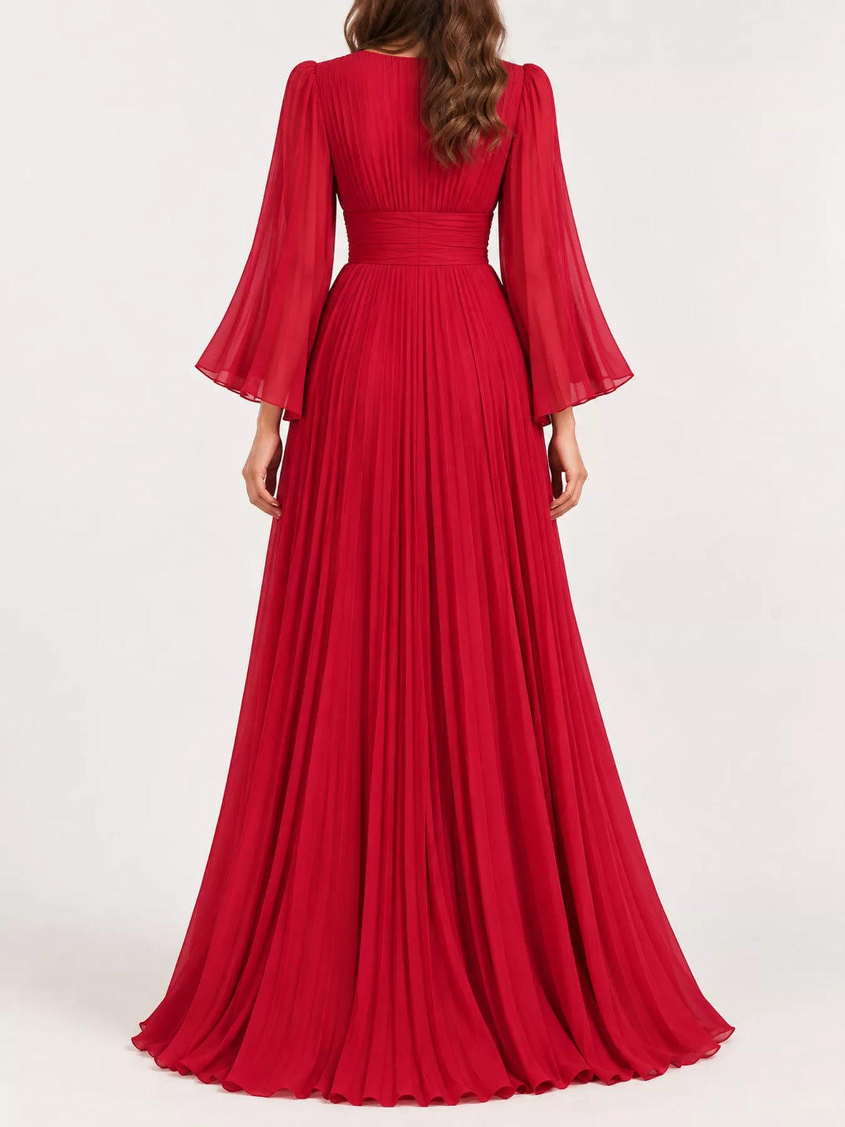 V-Neck Pleated Maxi Dress