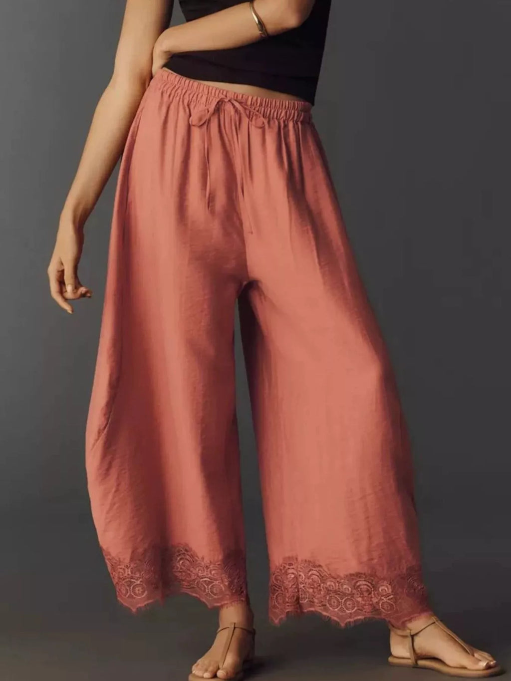 Drawstring Wide Leg Pants