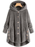 Full Size Fleece Button-Down Hooded Outerwear Plus Size