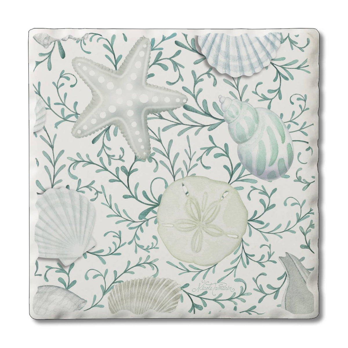 Beach Therapy Shells Absorbent Stone Coaster | Single