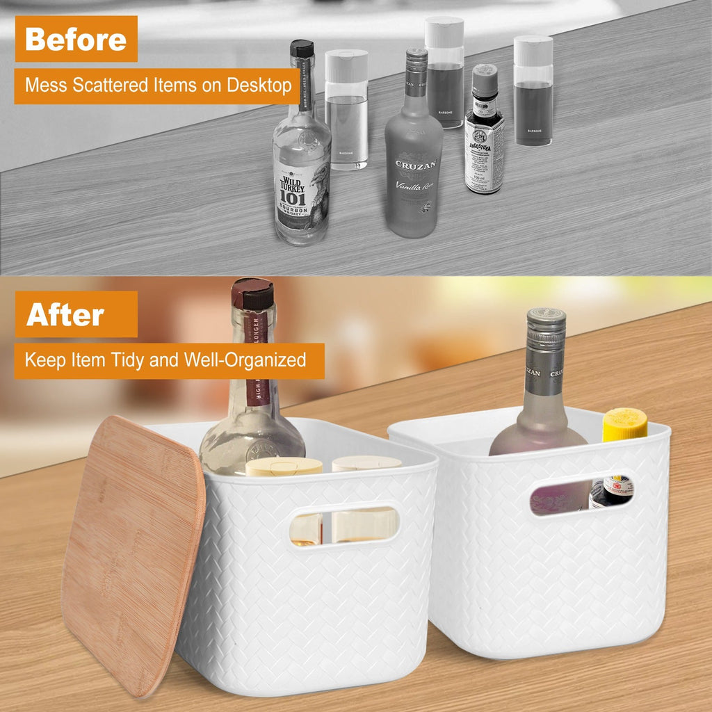 Stackable Storage Bins with Bamboo Lids - 2 Pack