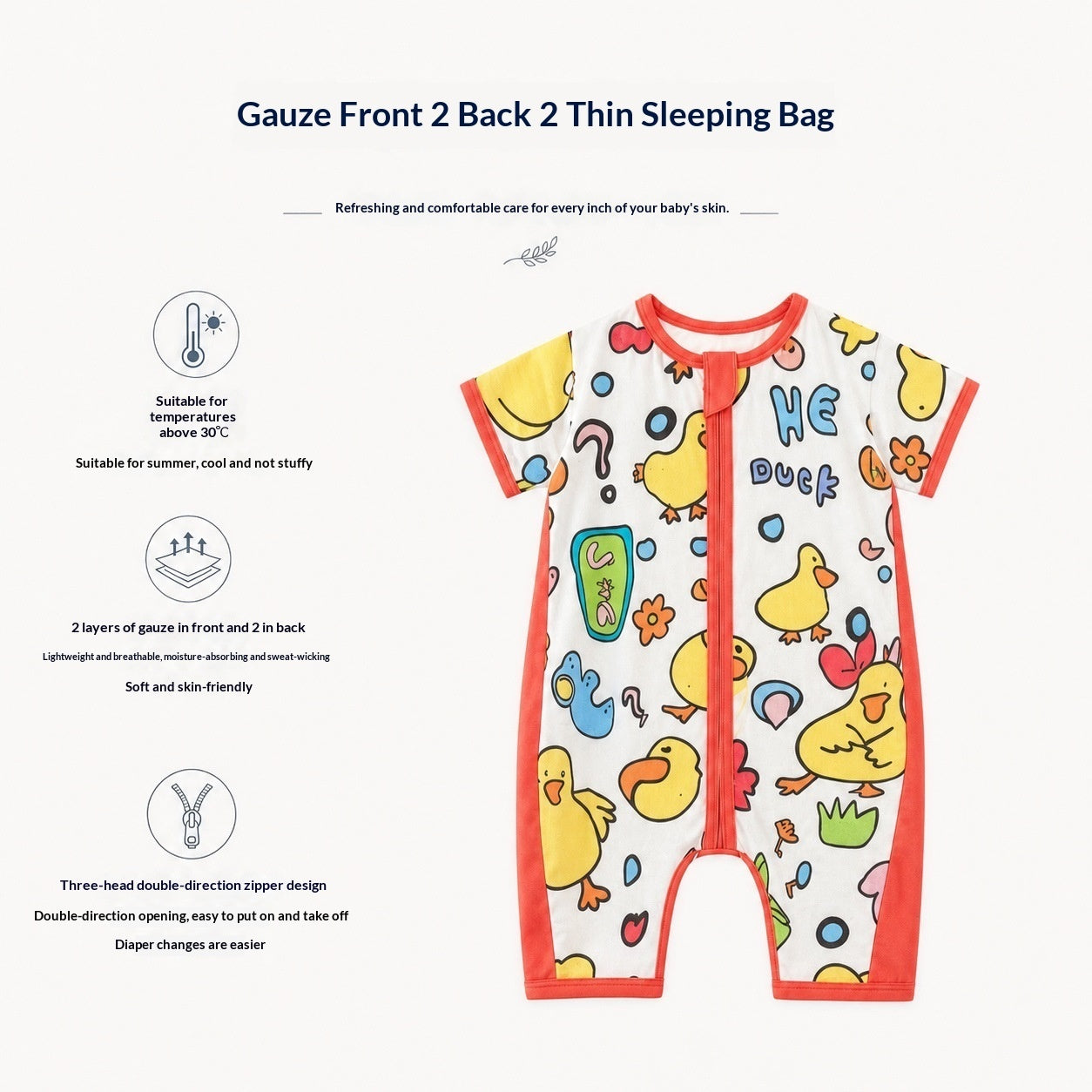 Dudu SpringSummer Lightweight Baby Gauze Sleeping Bag
