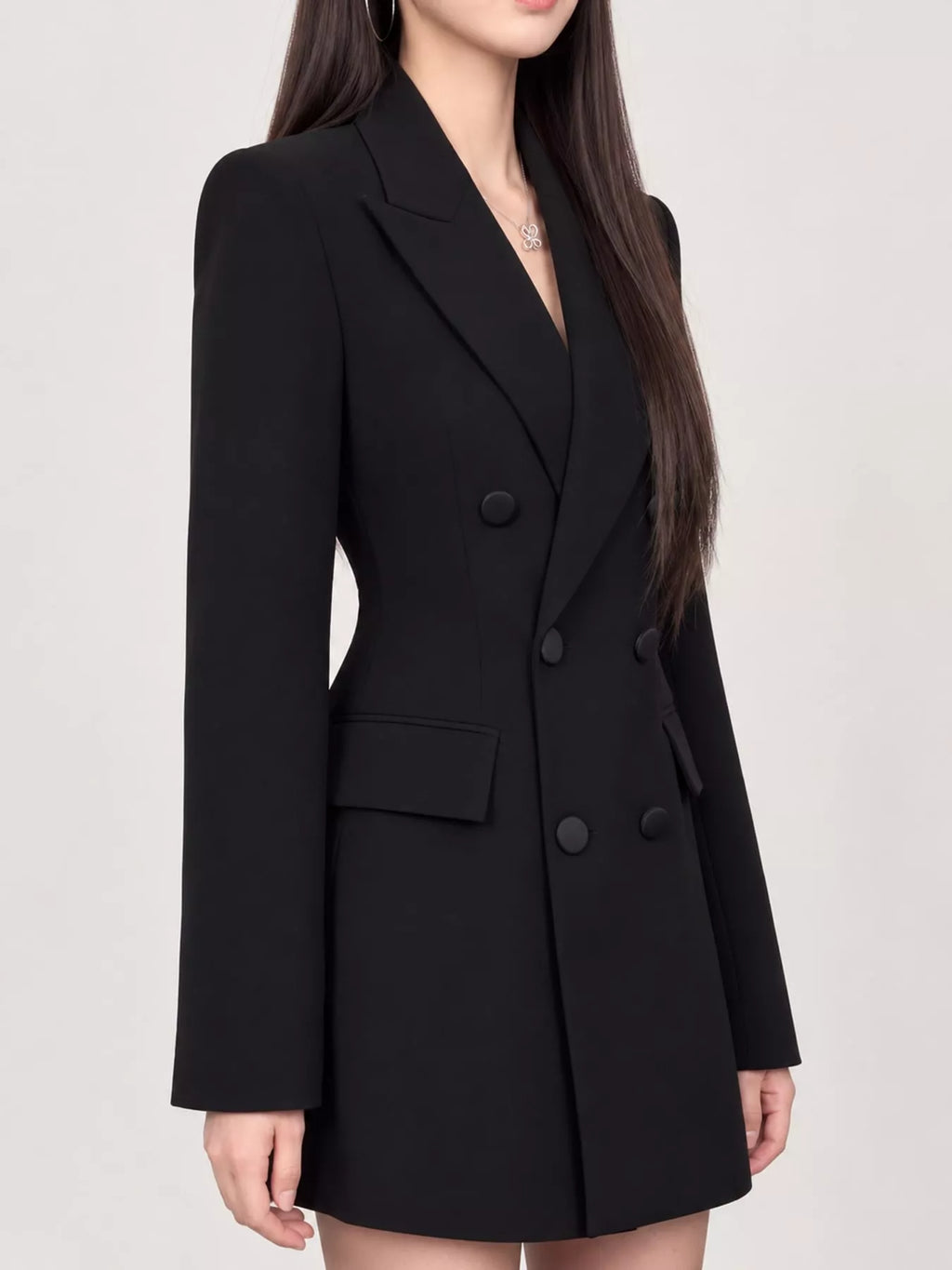 Full Size Double-Breasted Slim-Fit Blazer Plus Size
