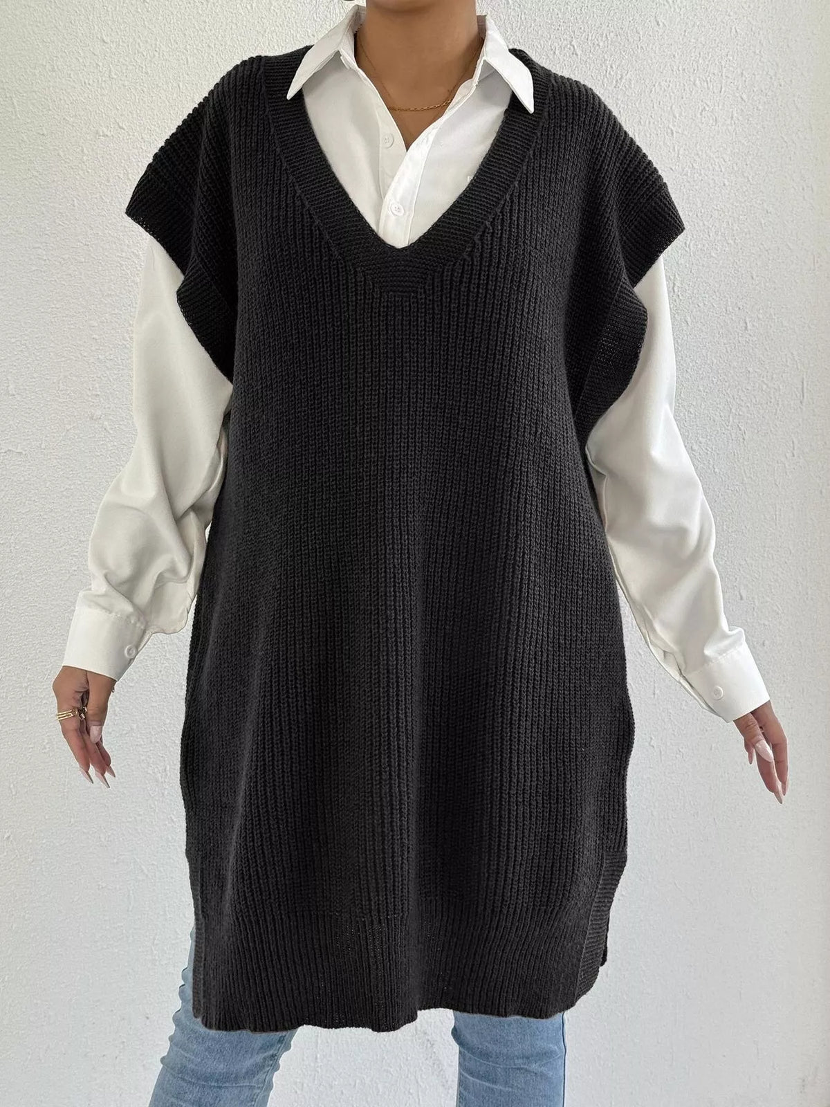 Oversized V-Neck Sweater Vest