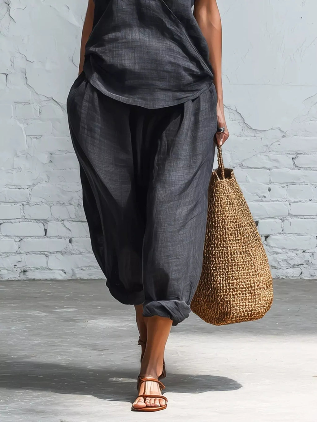 Full Size Sleeveless Top and Pants Two-Piece Set Plus Size