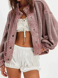 Snap Down Dropped Shoulder Cardigan