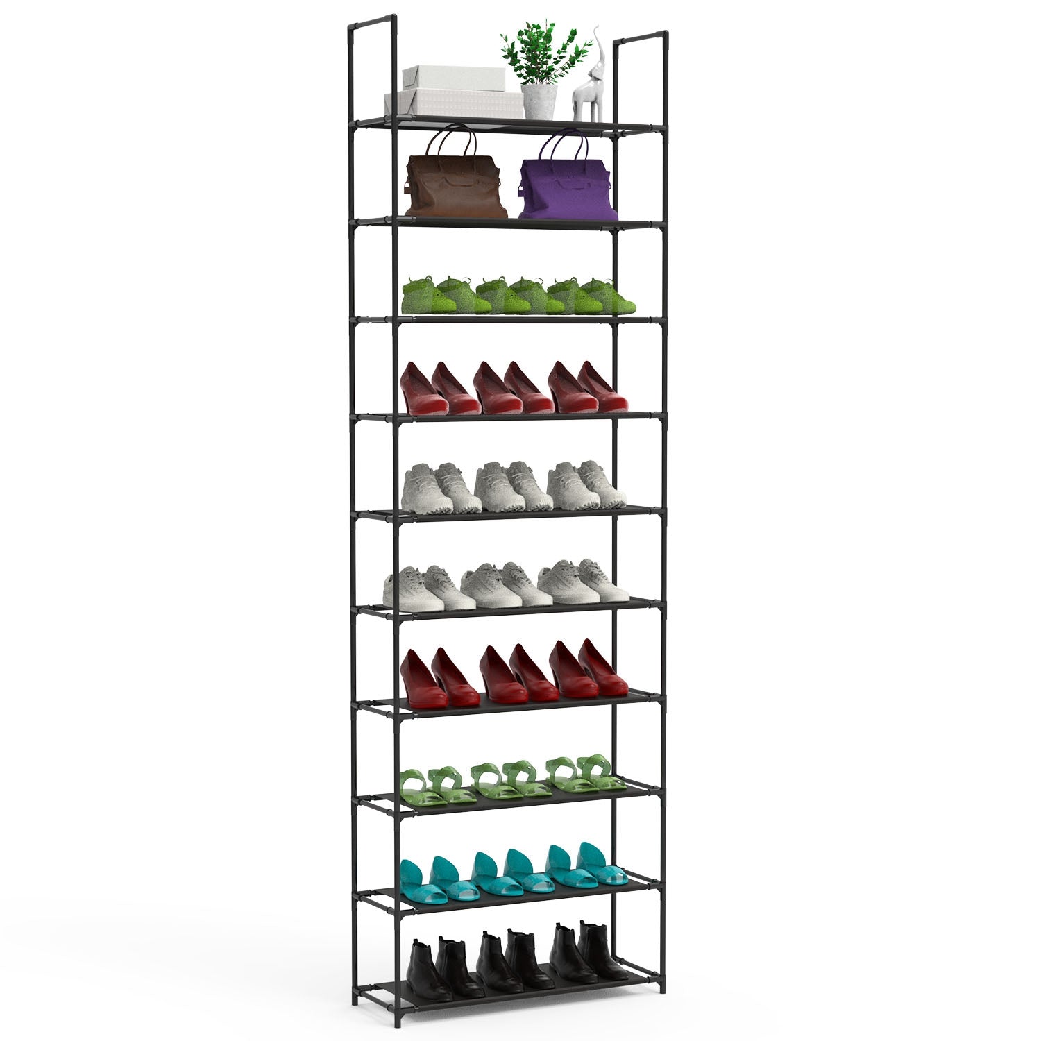 10-Tier Shoe Rack Organizer for Hallways and Closets