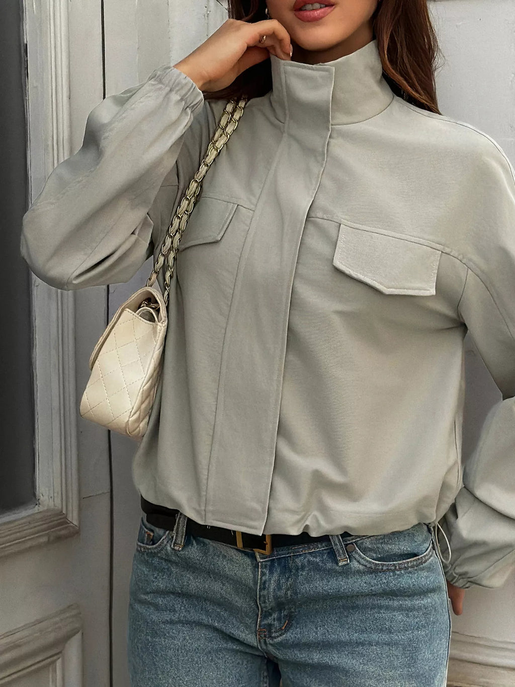 Stand Collar Zip Up Jacket