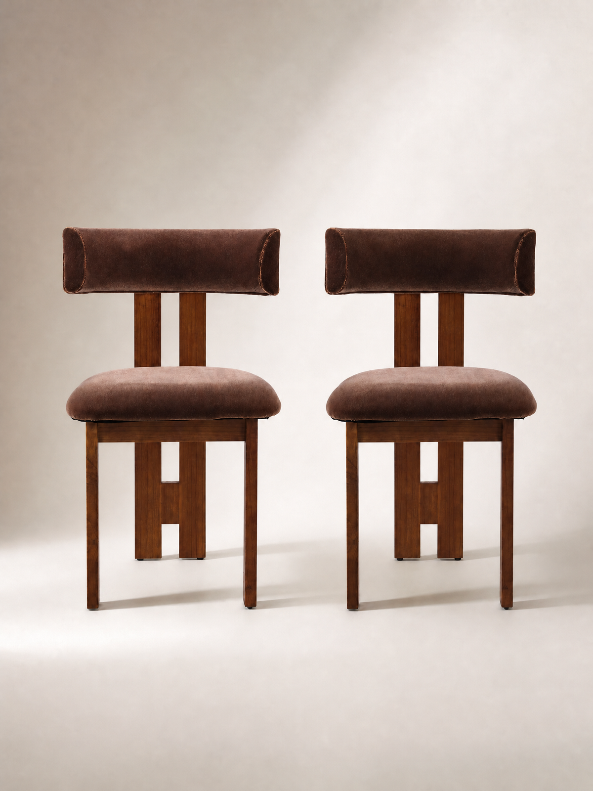 Mid-Century Modern Upholstered Dining Chair with Solid Wood Frame - T-Back Design