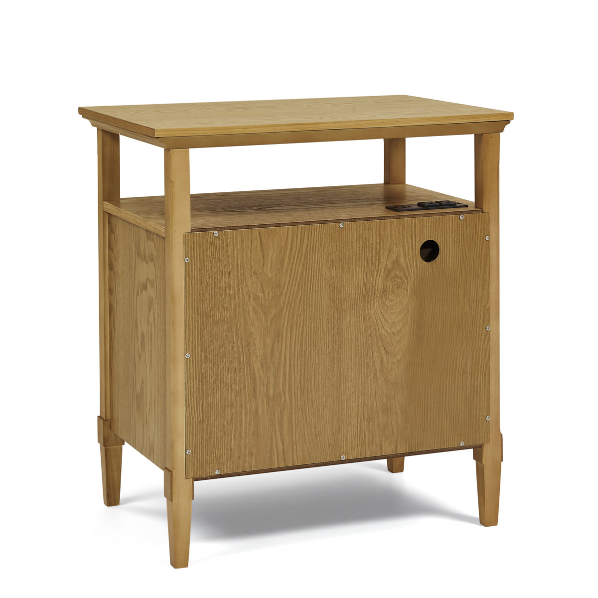 Wooden Bedside Nightstand with Open Cubby & 2 Storage Drawers - Bedroom Cabinet