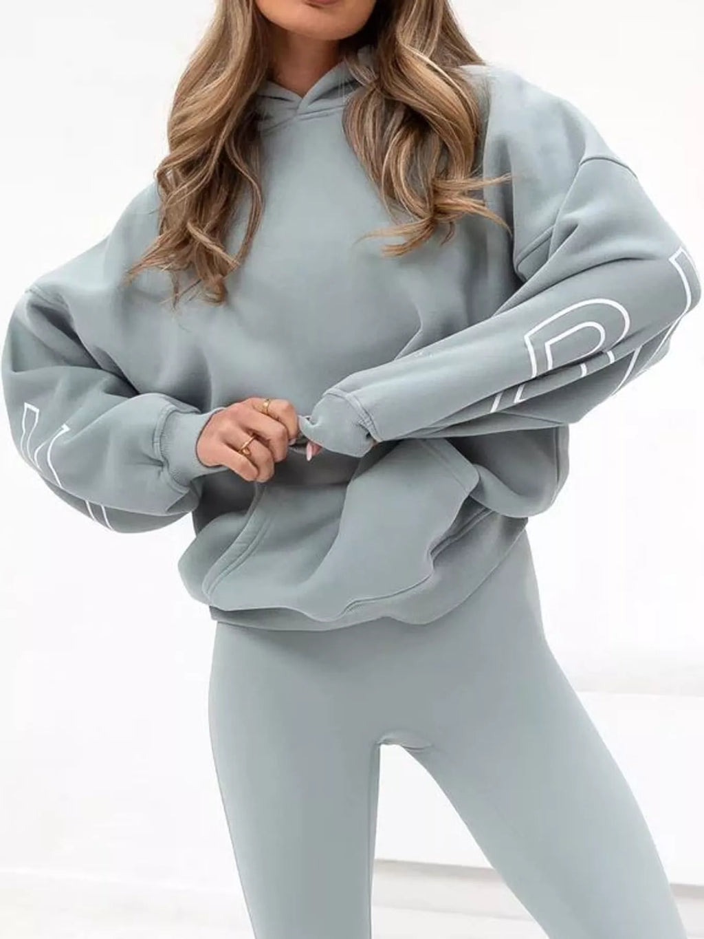 Letter Back Hoodie with Kangaroo Pocket