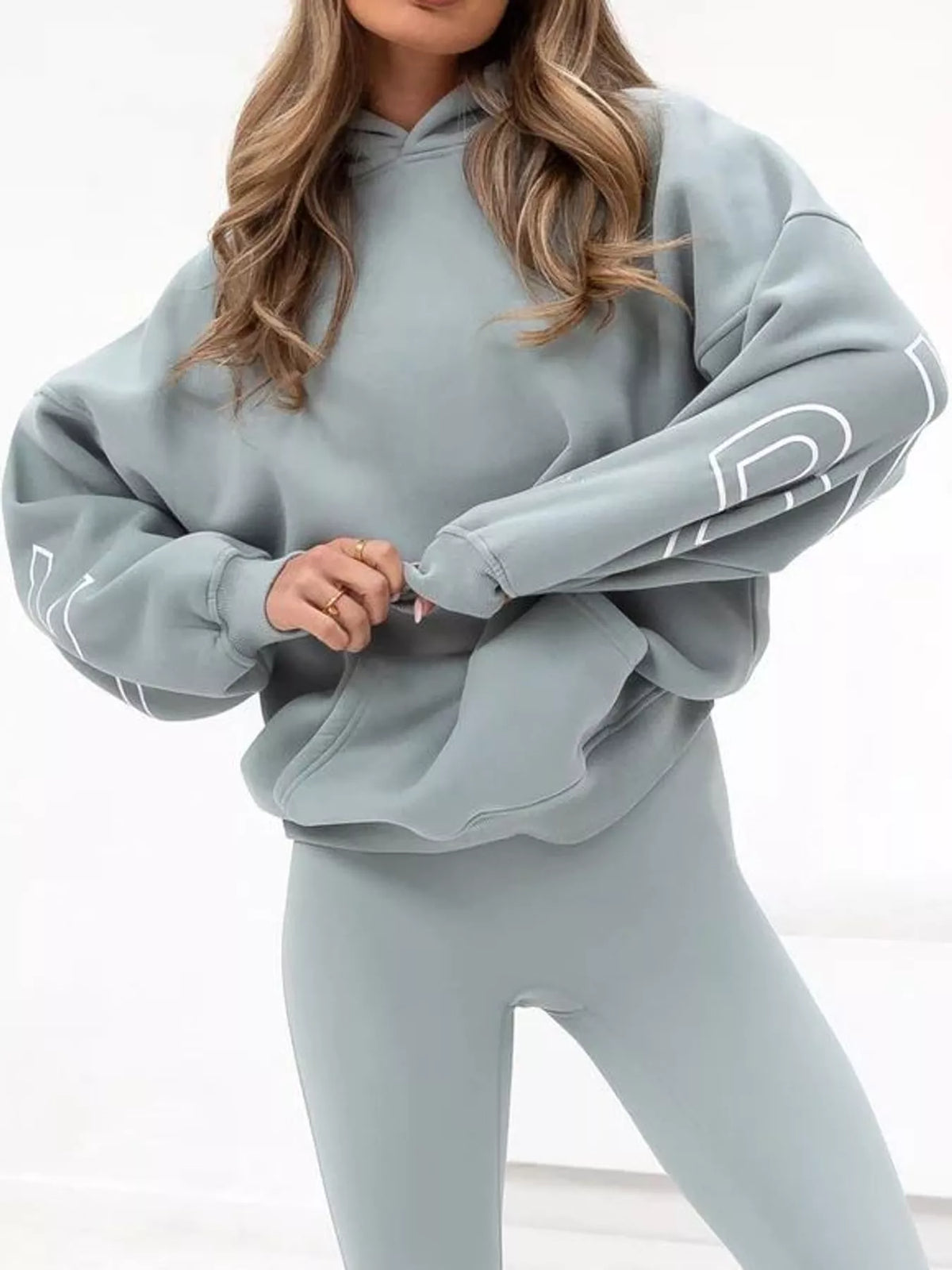 Letter Back Hoodie with Kangaroo Pocket