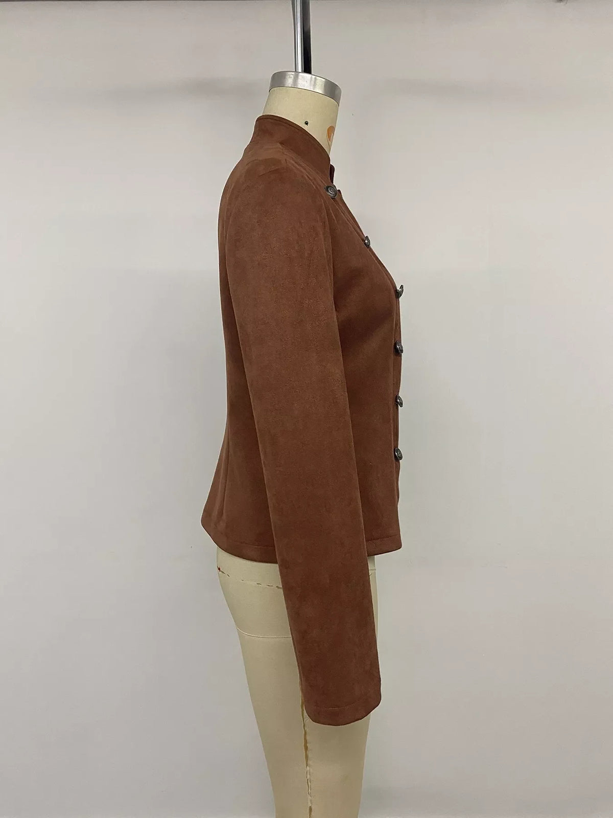 Vintage Stand Collar Cropped Jacket