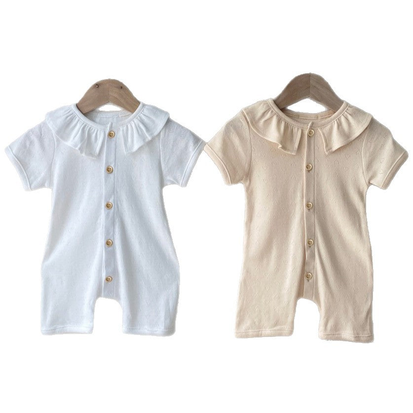 Lotus-leaf Collar Romper For Little Girls And Baby Girls