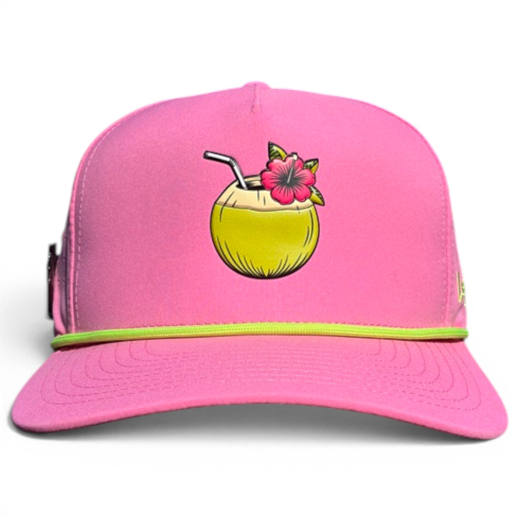 Coconut Cocktail Golf Hat | Snapback Cap | Built-in Magnetic Ball Marker Holder + Marker Included | Adjustable Coconut Cocktail