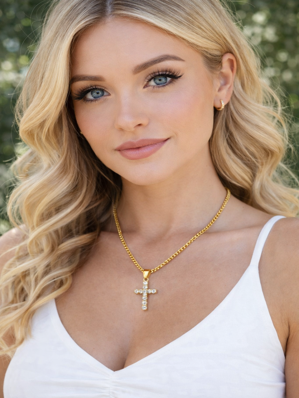 HE IS RISEN 18K CUBIC ZIRCONIA CROSS NECKLACE