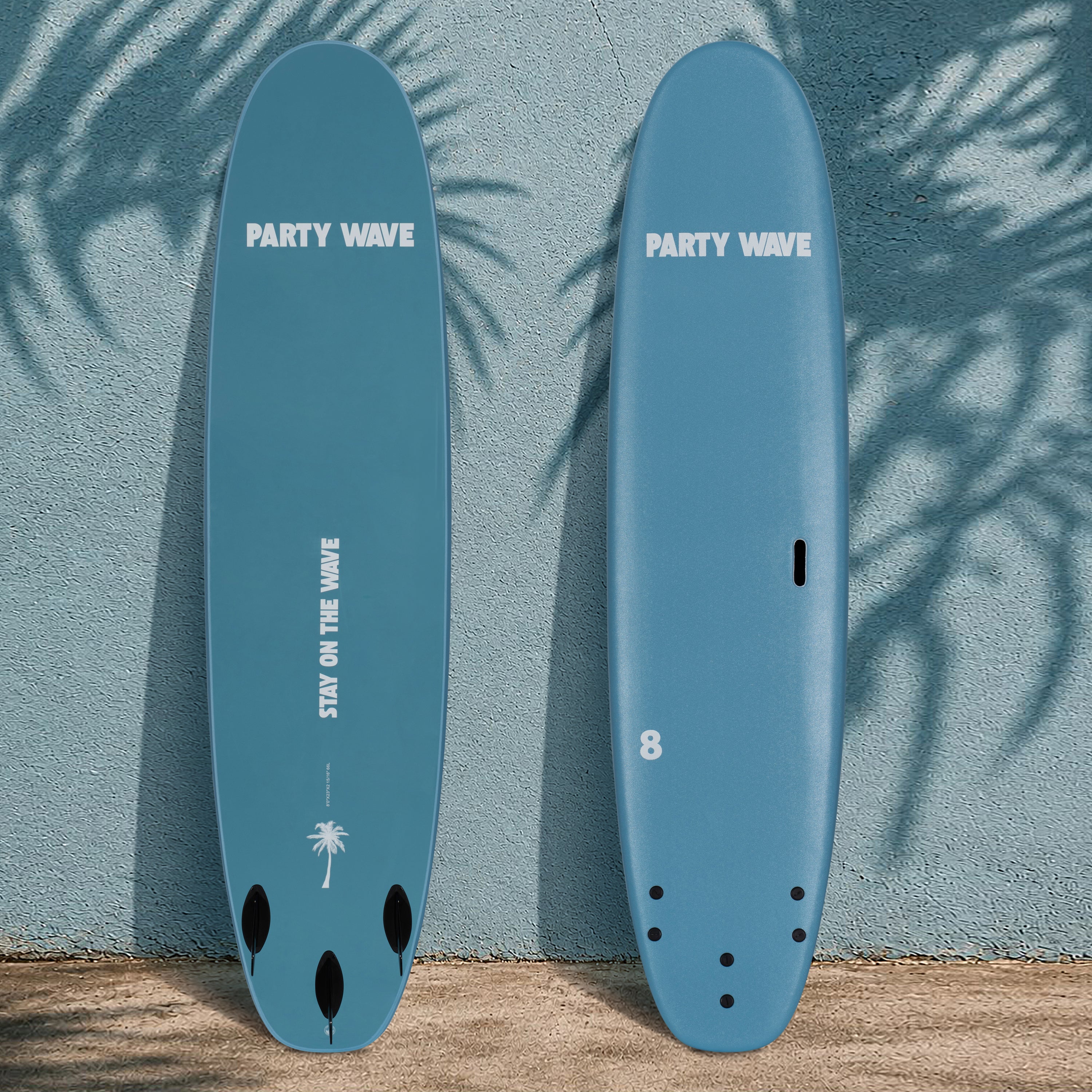 8' Party Wave Soft Top Surfboard - Blue Steel - Ships 10/6/26