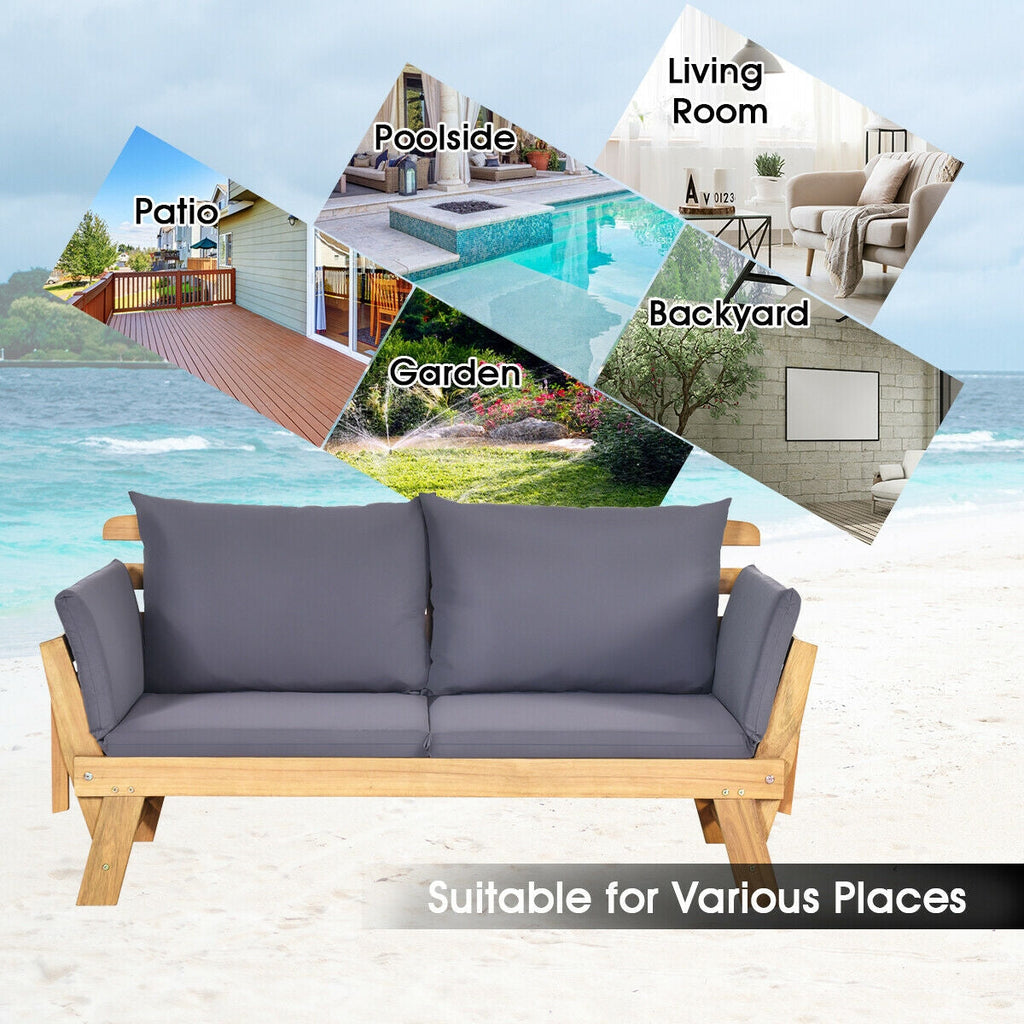 Adjustable Patio Convertible Sofa with Thick Cushion
