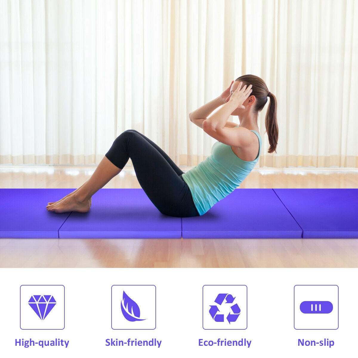 4 Feet x 10 Feet x 2 Inch Folding Gymnastics Tumbling Gym Mat
