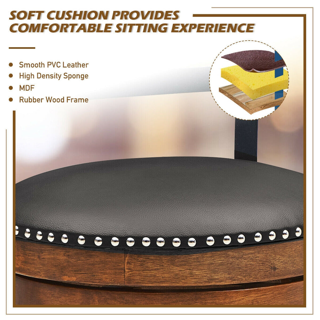 30.5 Inch 360-Degree Swivel Stools with Leather Padded Seat
