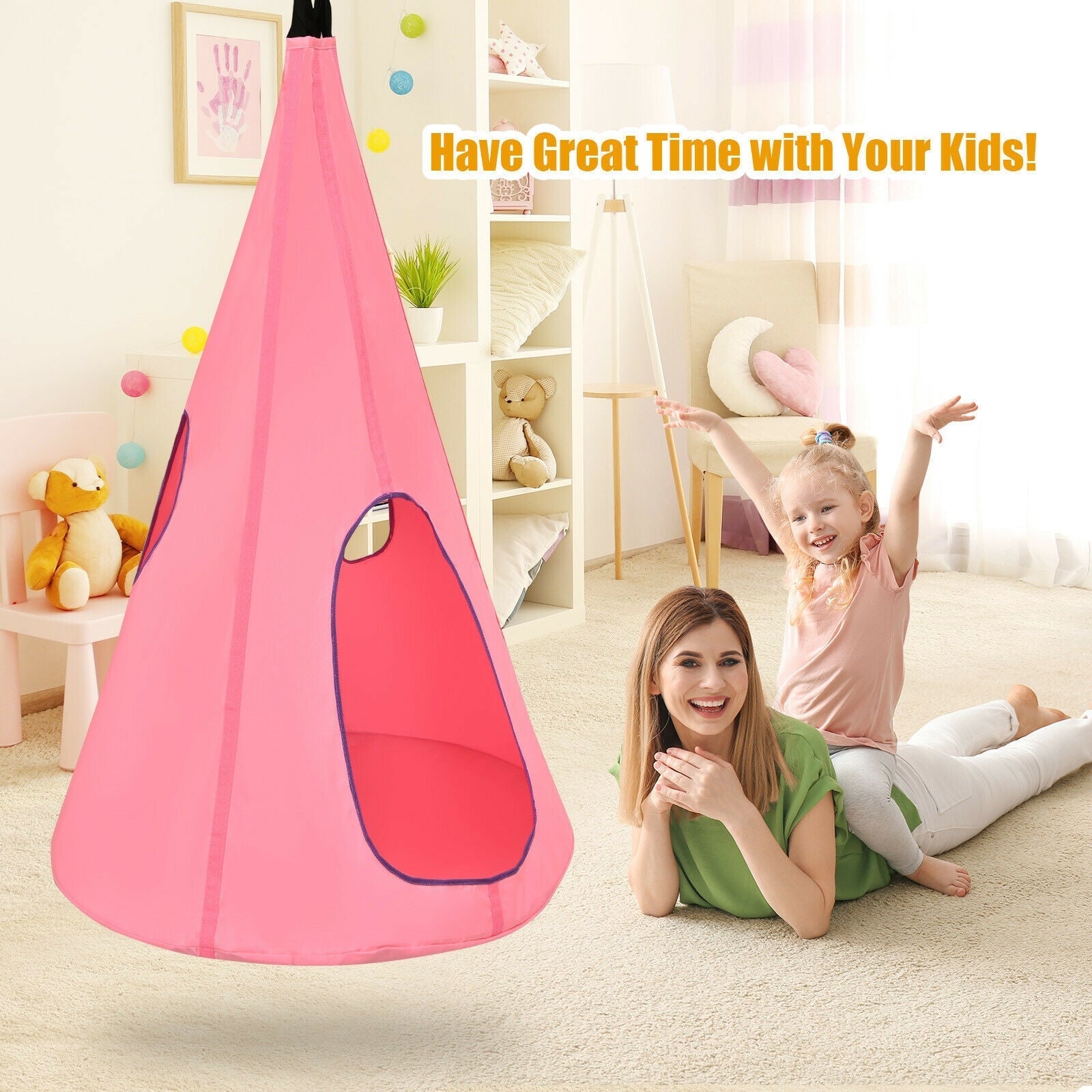 40 Inch Kids Nest Swing Chair Hanging Hammock Seat for Indoor Outdoor