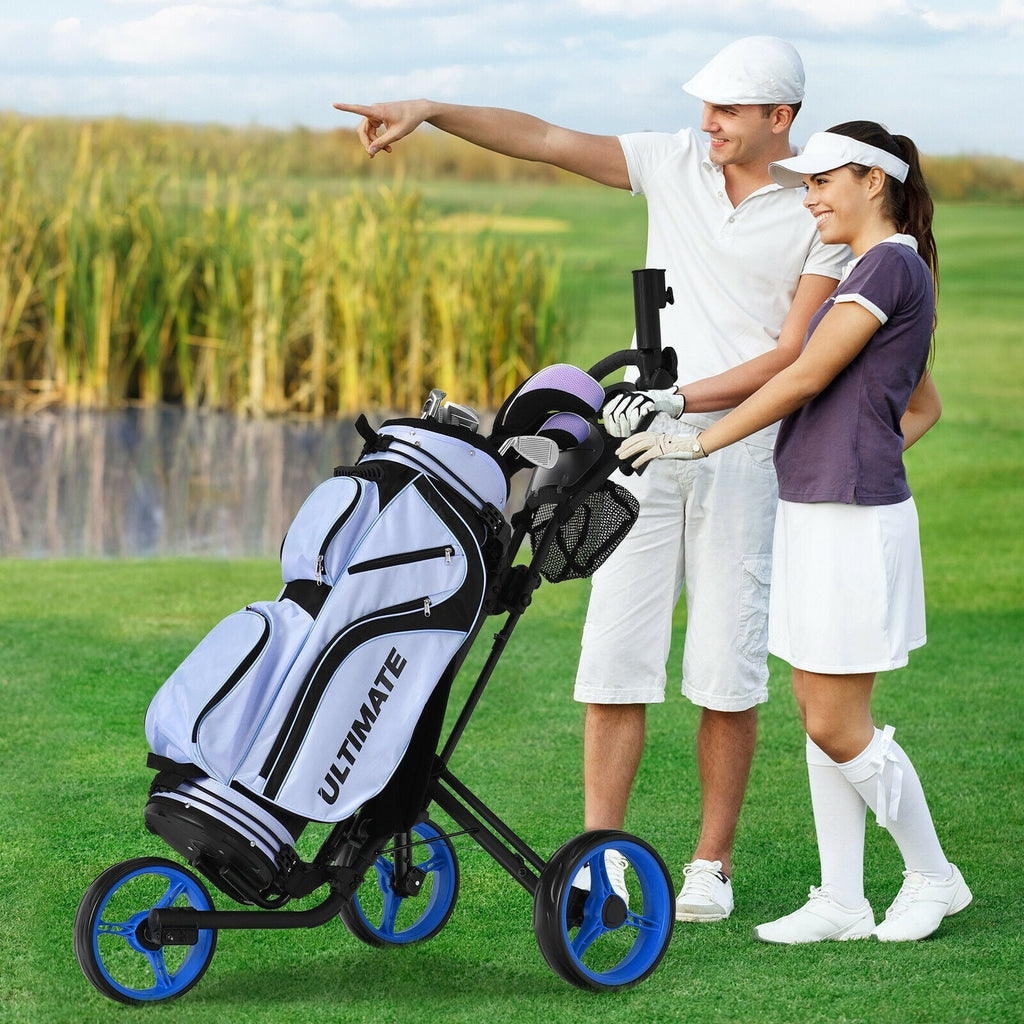 Folding 3 Wheels Golf Push Cart with Brake Scoreboard Adjustable Handle