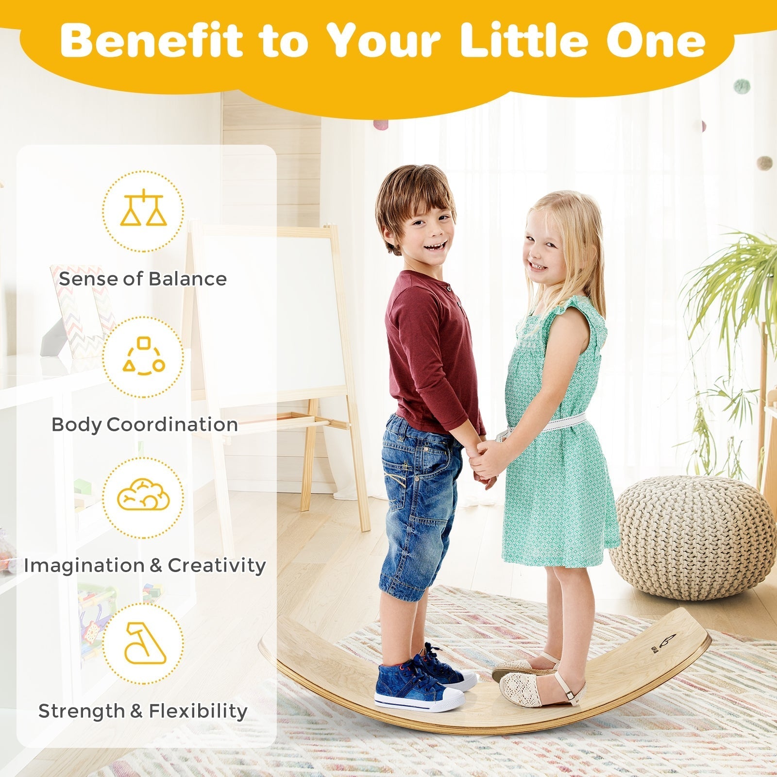 12 Inch Wobble Board for Balance Training-Natural