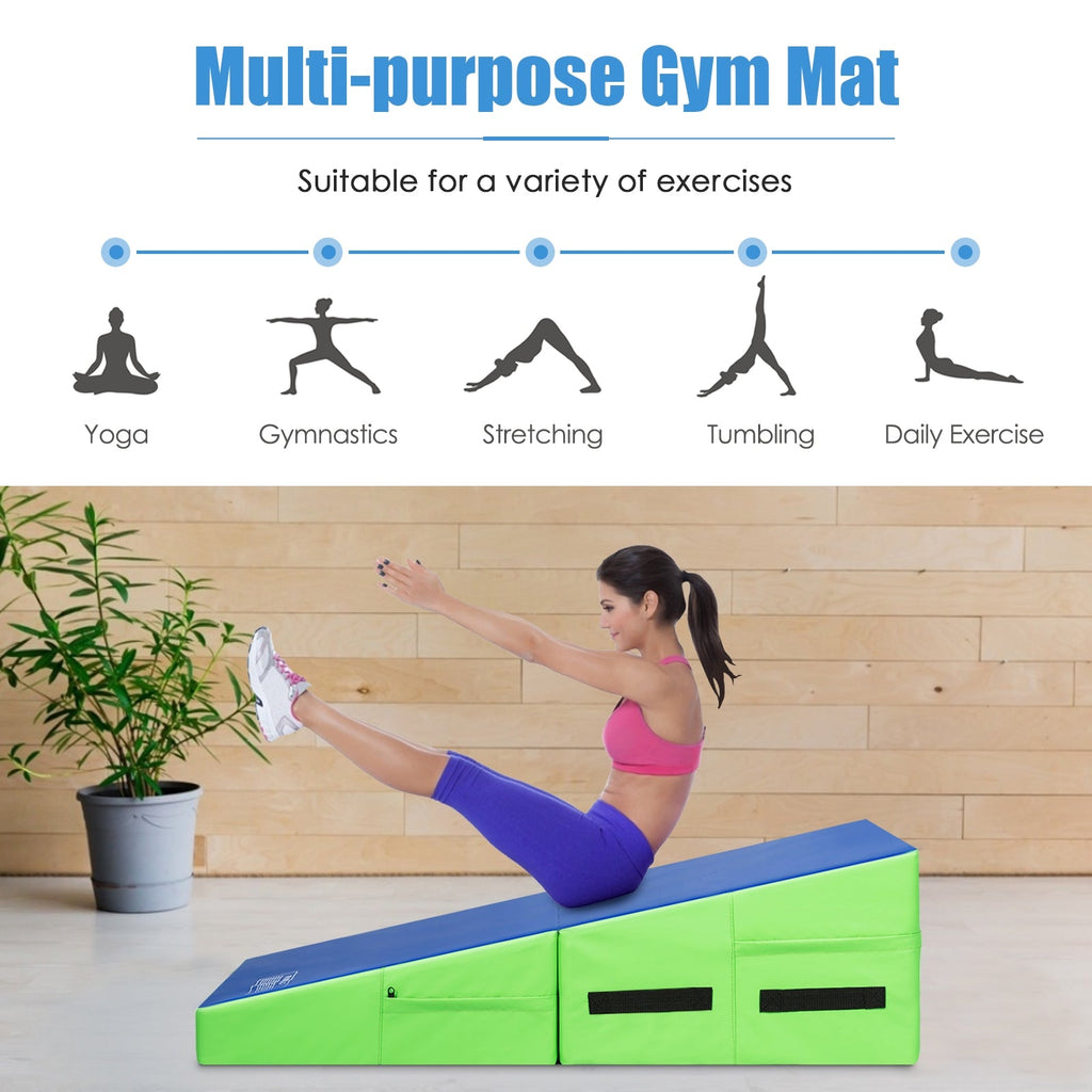 Folding Wedge Exercise Gymnastics Mat with Handles