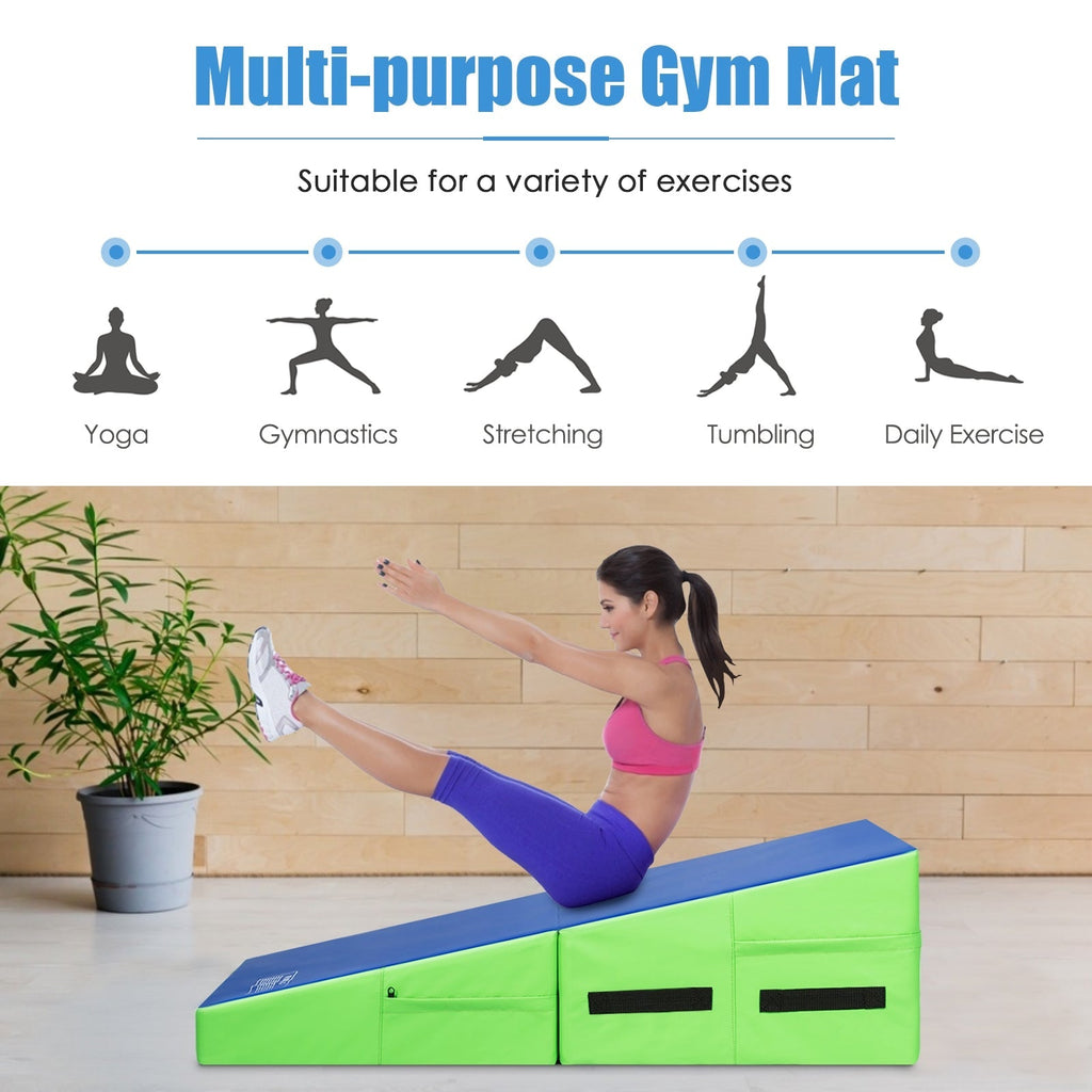 Folding Wedge Exercise Gymnastics Mat with Handles