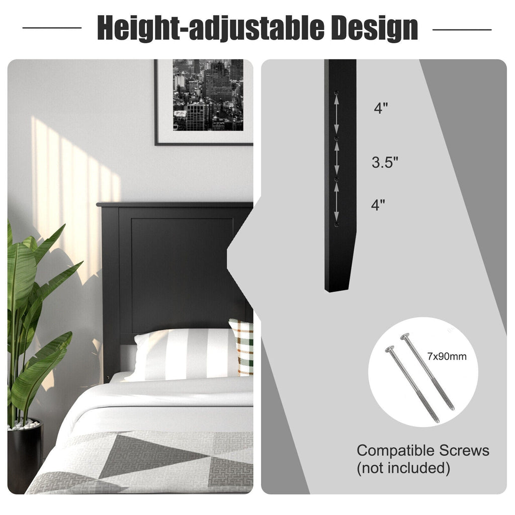 Full Wood Headboard Flat Panel with Pre-drilled Holes and Height Adjustment