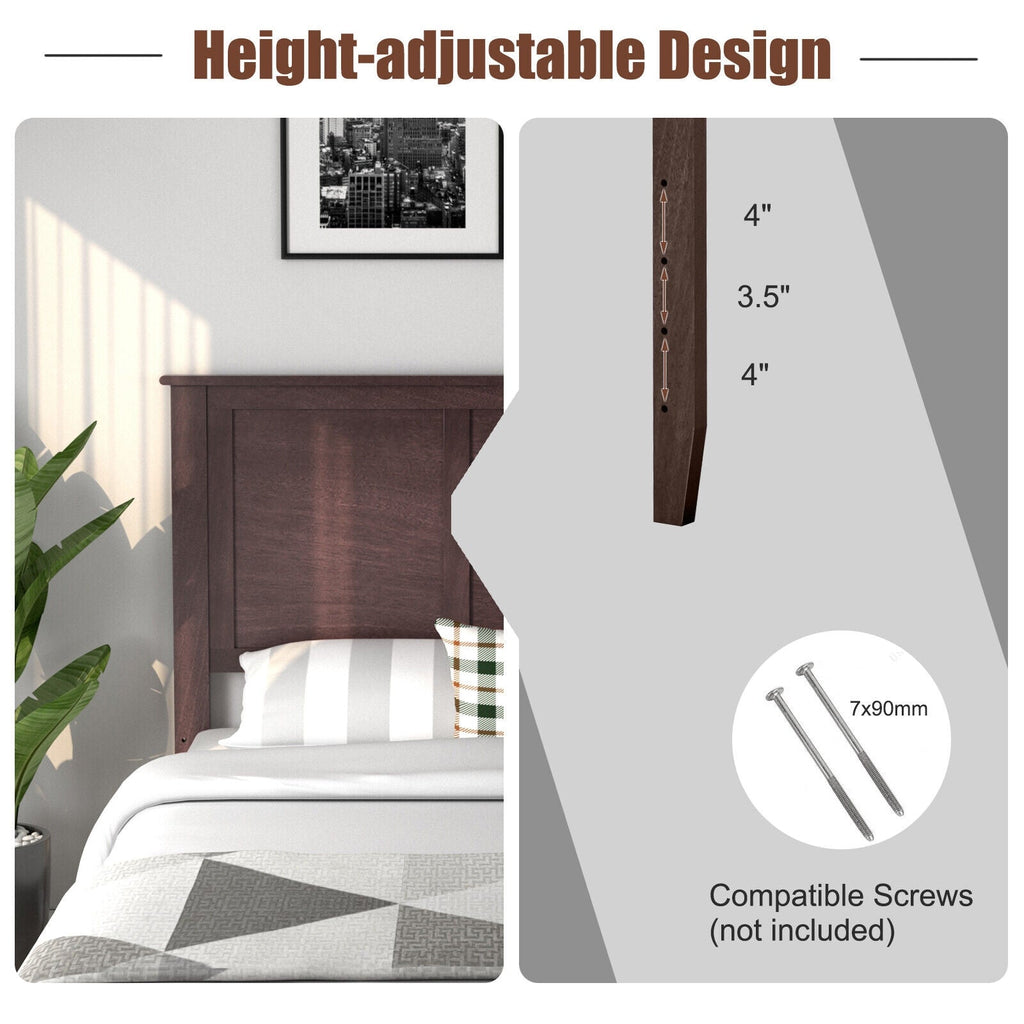 Full Wood Headboard Flat Panel with Pre-drilled Holes and Height Adjustment