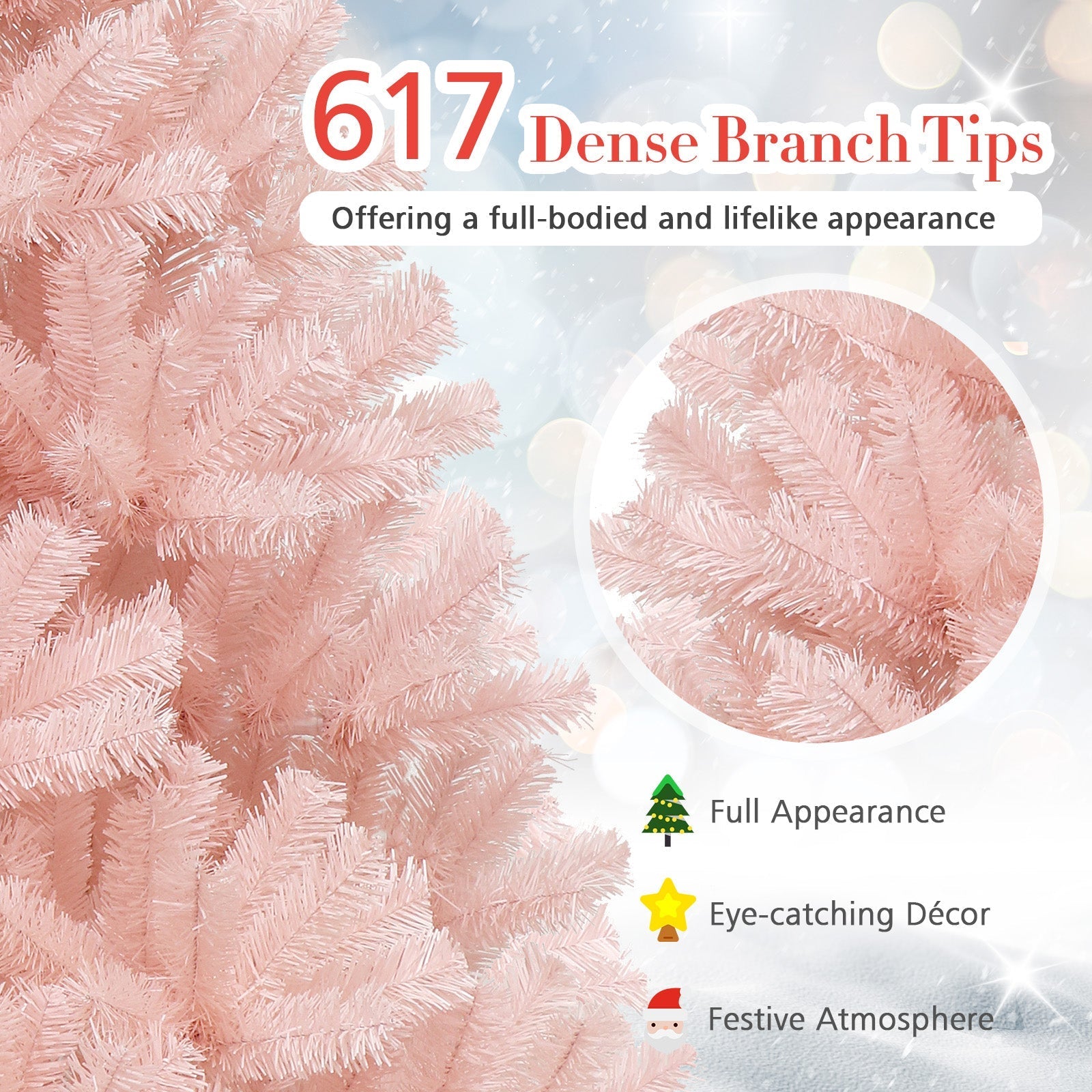 6/7 Feet Artificial Christmas Tree Hinged Full Fir Tree