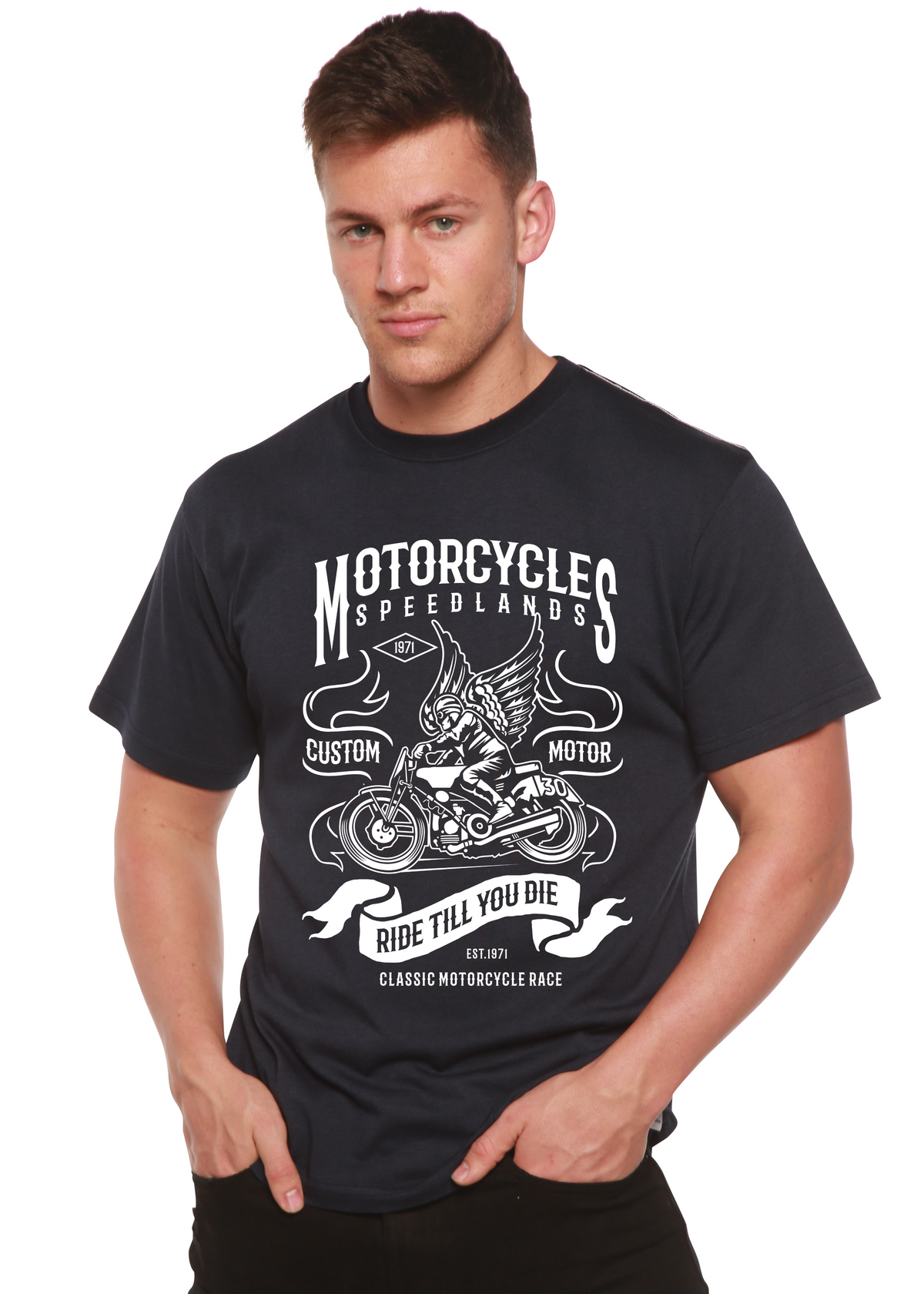 Motorcycles Men's Bamboo Viscose/Organic Cotton Short Sleeve Graphic T-Shirt