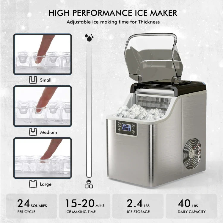 Portable Ice Maker with Scoop & Basket