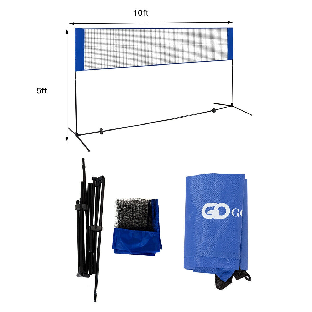 Portable 10 x 5 Feet Beach Badminton Training Net with Carrying Bag