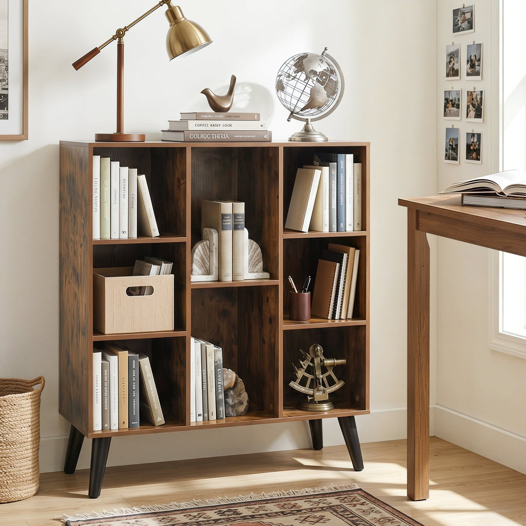 8-Cube Bookcase with Raised Legs - Rustic Brown