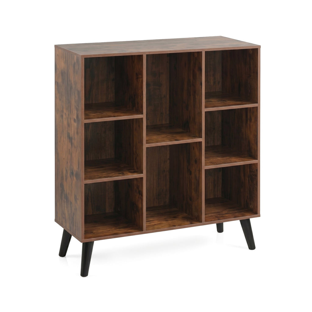 8-Cube Bookcase with Raised Legs - Rustic Brown