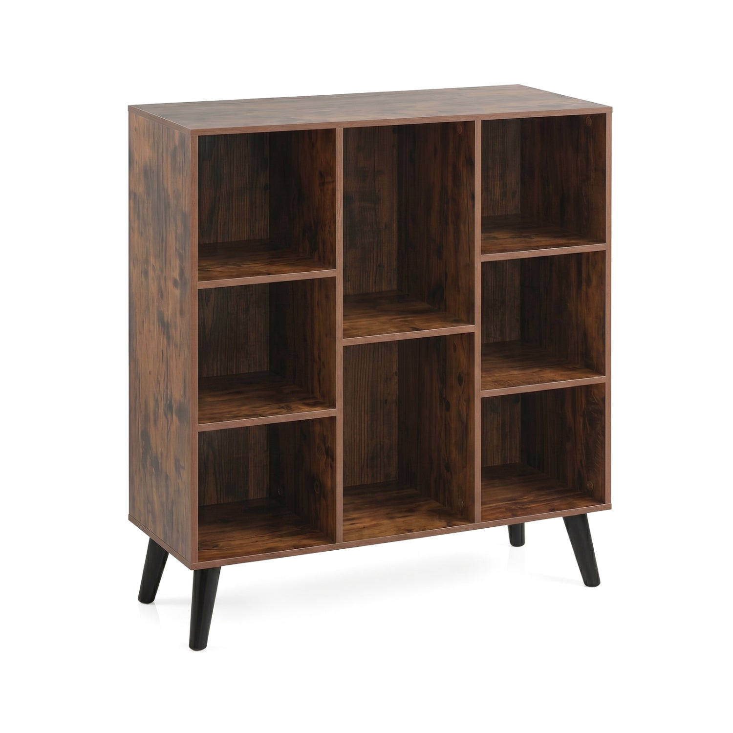 8-Cube Bookcase with Raised Legs - Rustic Brown