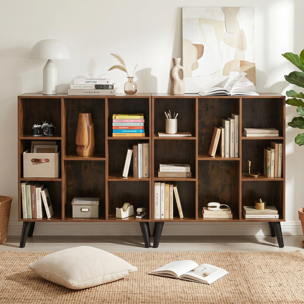 8-Cube Bookcase with Raised Legs - Rustic Brown