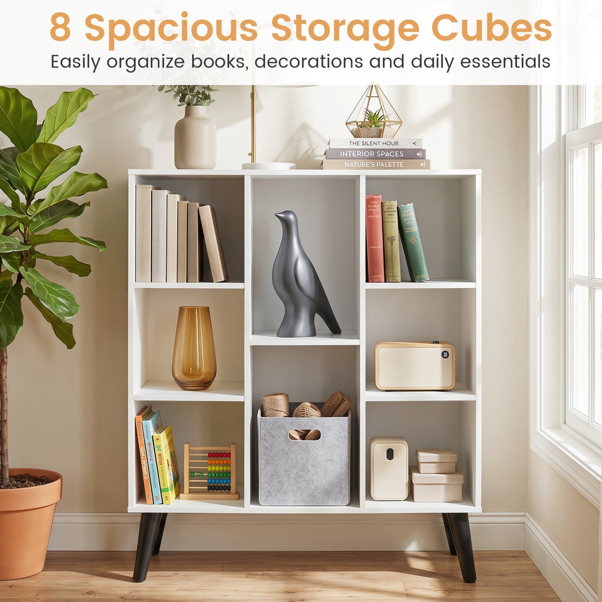 8-Cube Bookcase with Raised Support Legs