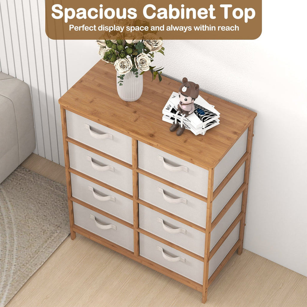 8 Drawers Dresser with Removable Fabric Bins for Bedroom-Beige