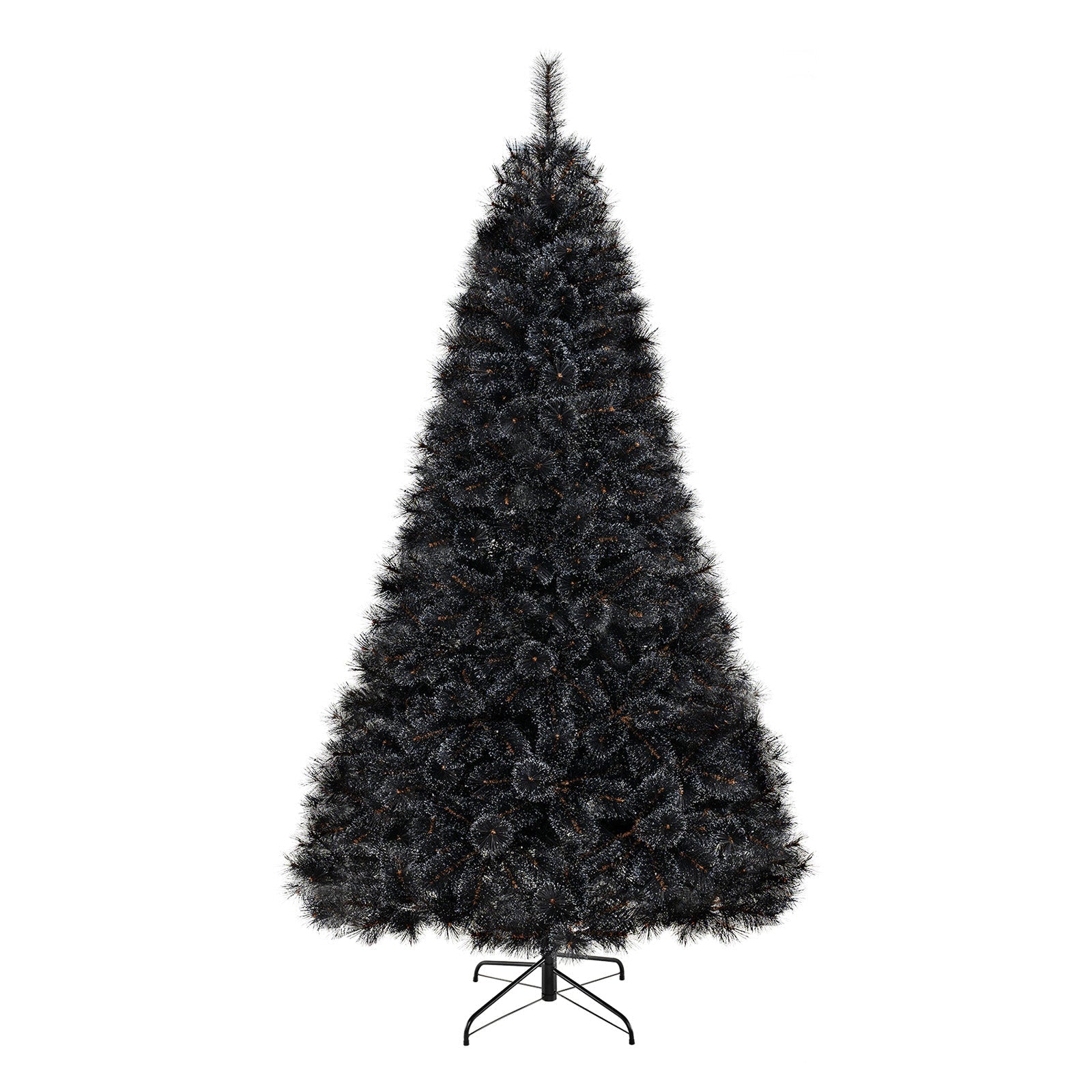 6/7/8 Feet Black Artificial Halloween Christmas Tree with PVC Branch Tips and 210/320/450 Cool White LED Lights